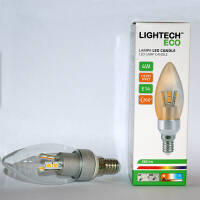 LIGHTECH ECO LED 4W (32W) E14 świeczka przeźroczysta ciepła biała